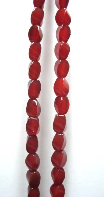 Red Onyx Twister Shape Beads